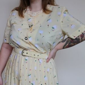 1970s Pastel Yellow Dress